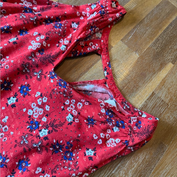 Old Navy Red Floral Tank Dress with Blue Accents - Picture 4 of 4